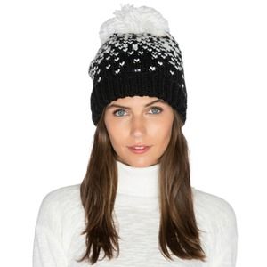 Genie by Eugenia Kim Brady Pom Pom Beanie in Black & White - NWT